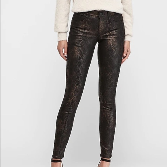 Express Mid Rise Snakeskin Print Ankle Leggings Jeans